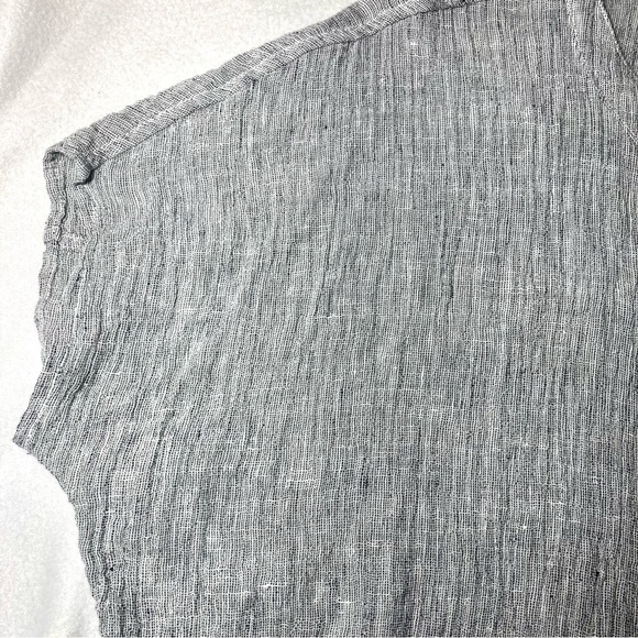 100% Linen Smock Lagenlook Tunic Top Batwing Sleeves Button Front Detail Size Sm - Picture 2 of 8